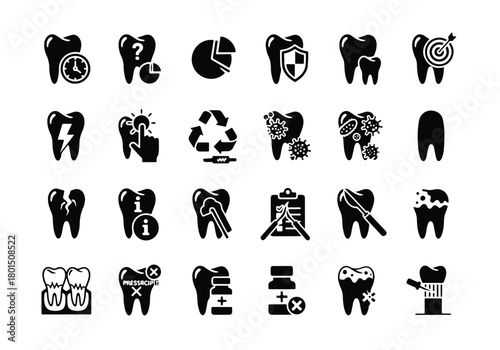 Dental health and oral care related vector icon set - Vector icon symbol for website - Icon vector - Blue icon vector -  Flat Design Icon