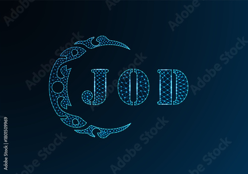 Low poly letter logo JOD design. JOD letter logo low poly vector design on blue color gradient background. JOD logo low poly design