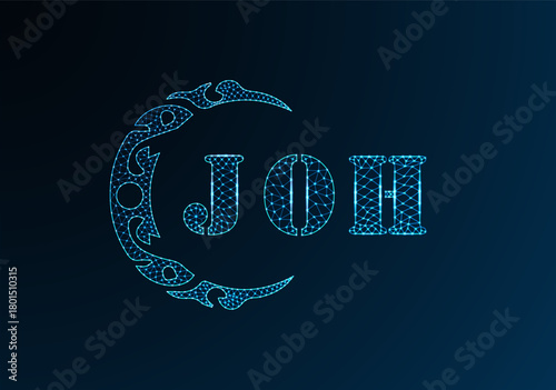Low poly letter logo JOH design. JOH letter logo low poly vector design on blue color gradient background. JOH logo low poly design