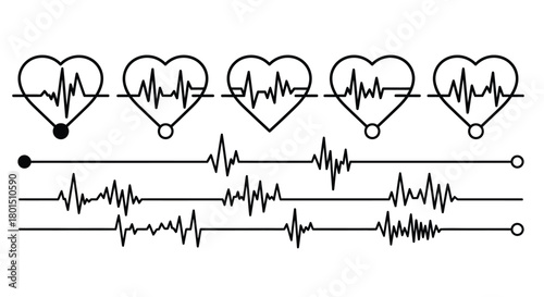 Heartbeat ekg pulse rhythm medical cardiology health vector design