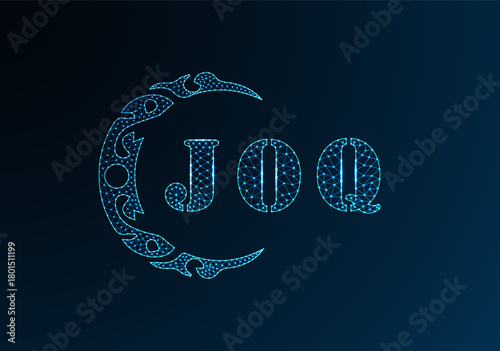 Low poly letter logo JOQ design. JOQ letter logo low poly vector design on blue color gradient background. JOQ logo low poly design