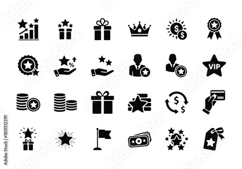 Loyalty program rewards, vip status, and bonus icon - Vector icon symbol for website - Icon vector - Blue icon vector -  Flat Design Icon