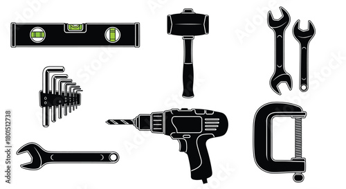 Handyman tools vector set equipment repair construction toolkit diy