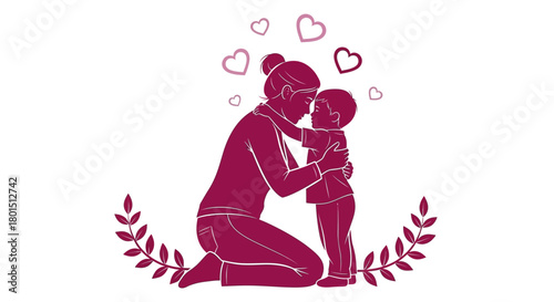 Mother child love heart illustration mothers day design graphic art