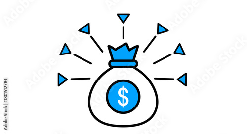 Money bag distribution concept financial growth and investment icon