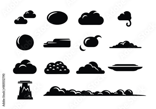 Diverse cloud smoke and fog icon vector collection - Vector icon symbol for website - Icon vector - Blue icon vector -  Flat Design Icon