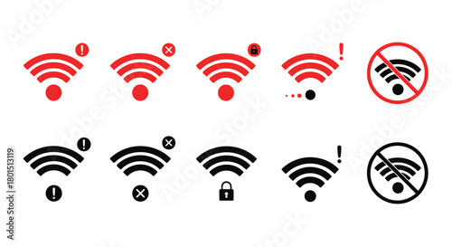 Wifi connection problems icons wireless network signal error symbol