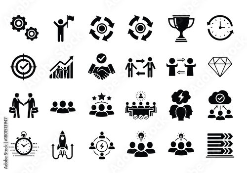 Business success strategy concept management icons - Vector icon symbol for website - Icon vector - Blue icon vector -  Flat Design Icon