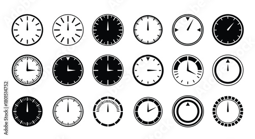 Collection of clock icons time symbols vector illustration set art