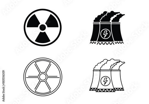 Nuclear energy, power plant, radiation safety icons - Vector icon symbol for website - Icon vector - Blue icon vector -  Flat Design Icon