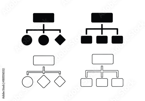 Business organization flowchart vector icons set - Vector icon symbol for website - Icon vector - Blue icon vector -  Flat Design Icon