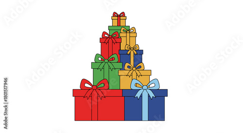 Stack of colorful gift boxes isolated on for christmas time
