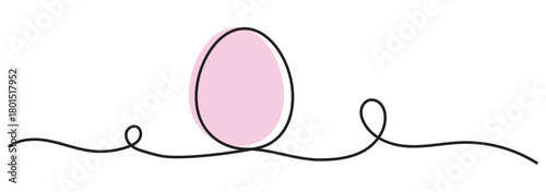 One line drawing. Abstract decorative horizontal ornament with easter color eggs. Beautiful hand drawn easter eggs. Minimalist one line art eggs. Easter continuous line eggs.