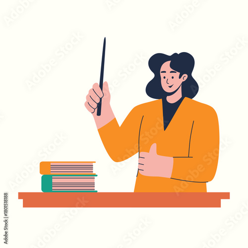 Illustration of an education female teacher explaining