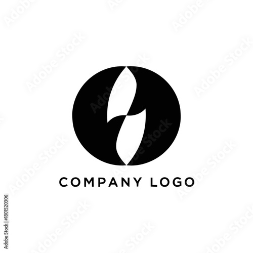 Abstract black and white company logo design with intertwined shapes.