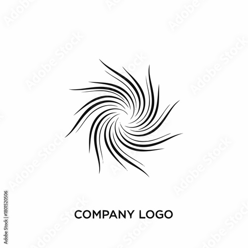Abstract black and white spiral logo design with dynamic swirling lines.