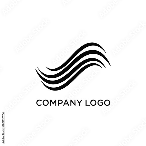 Abstract black wavy lines company logo design on white background.