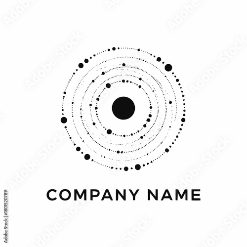 Abstract circular design with dots and lines representing connection and technology.