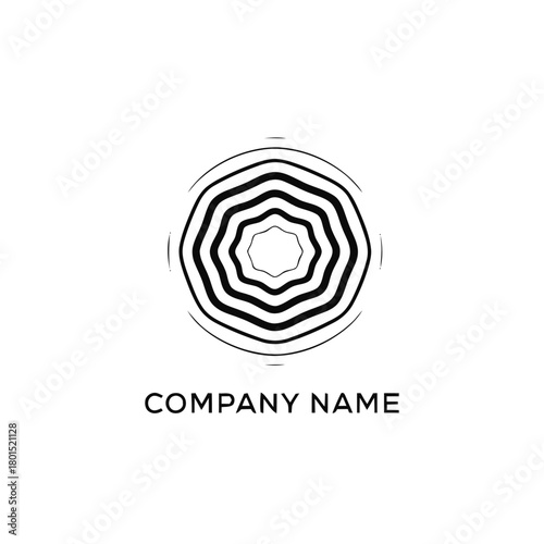 Abstract concentric wavy circles logo design.