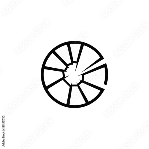 Abstract geometric broken circle logo design element.