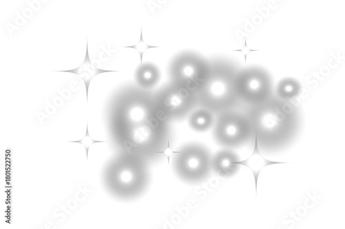 Sparkling starbursts and glowing light effects isolated on transparent background