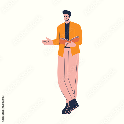 Illustration of an education male teacher explaining