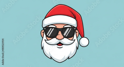 A cool santa claus with sunglasses, a fun and festive illustration for christmas and holiday season, isolated on