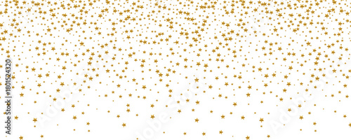 Gold falling down confetti background. Repeated golden dotted glitter pattern. Yellow, orange and golden dots wallpaper. Celebration Christmas, New Year or birthday party repeating backdrop. Vector