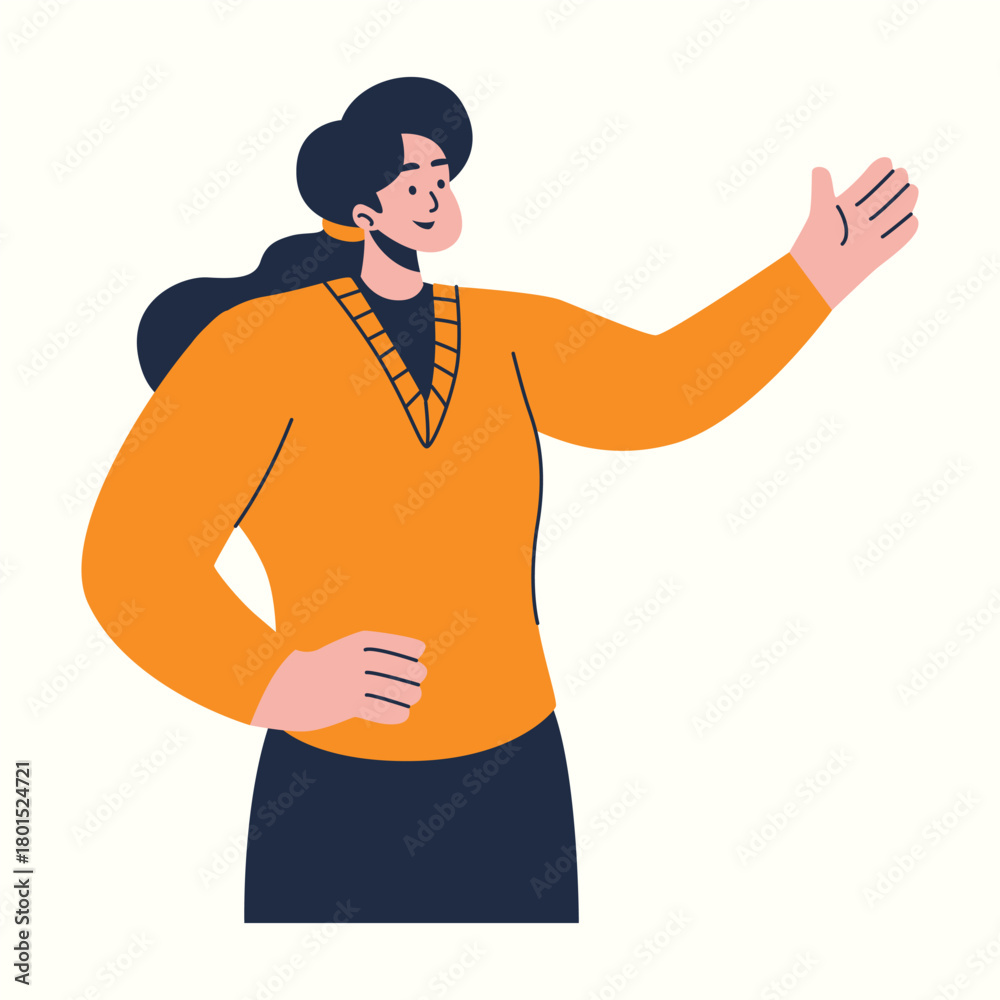 Fototapeta premium Illustration of an education female teacher explaining