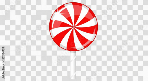 A delightful red and white spiral lollipop, a classic confectionery treat that brings joy to both young and old, isolated on