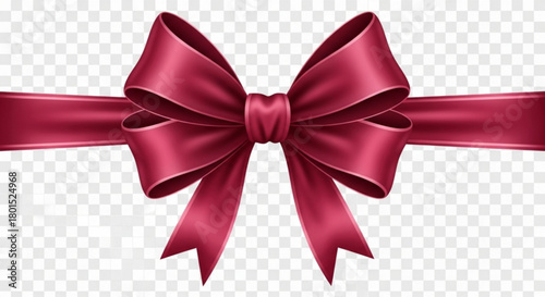 A luxurious burgundy ribbon bow isolated on, perfect for adding a touch of elegance to any design or project