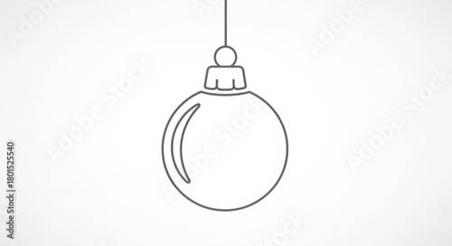 Minimalist line art of a christmas ball ornament isolated on, perfect for simple and elegant holiday designs and decorations