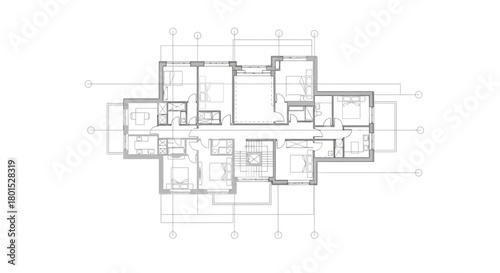 Detailed Architectural Blueprint of a Modern Residential Building.