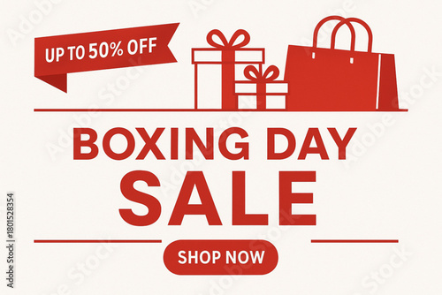 boxing day sale banner with a red green and blue color scheme