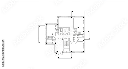 Detailed Architectural Floor Plan Illustration for Design and Construction.