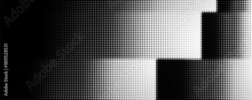 Grunge halftone gradient background. Faded grit noise texture. White and black sand wallpaper. Retro pixelated backdrop. Anime or manga style comic overlay. Vector graphic design textured template