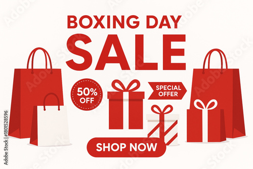 boxing day sale banner with red green and blue color scheme
