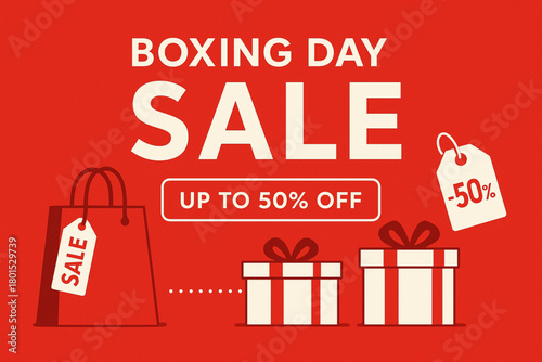 Boxing day sale banner with red green and blue color scheme