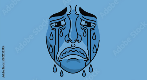 Crying face illustration sad tears grief sorrowful expression art