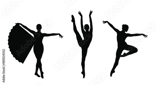 Ballet dancers silhouettes vector art illustration for design use