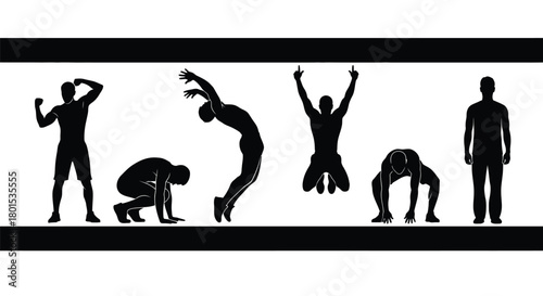 Silhouette body fitness workout exercise training sport activity