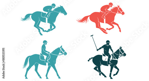 Horseback riding and polo sports vector illustration graphic art