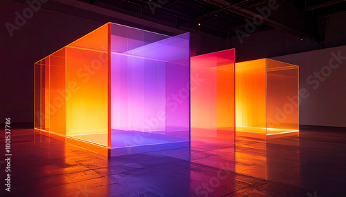 Colorful layered acrylic sheets on a surface