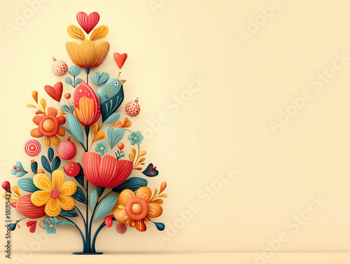 a funky Christmas tree with retro decorations