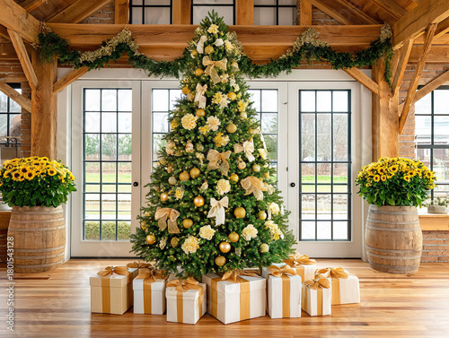 an undecorated Christmas tree