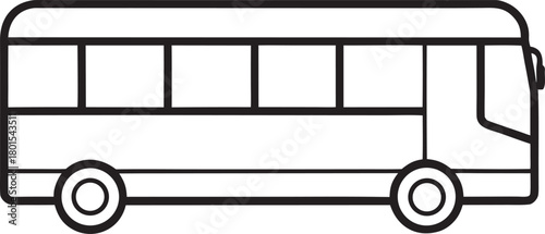 Simple Black and White Line Art Icon of a Bus