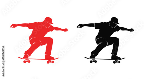Skateboarder silhouette vector illustration skateboarding design