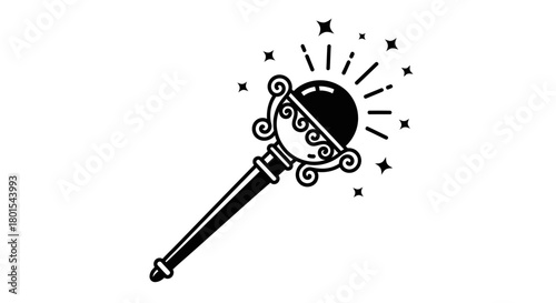 Magic wand illustration vector design with stars and sparkles art