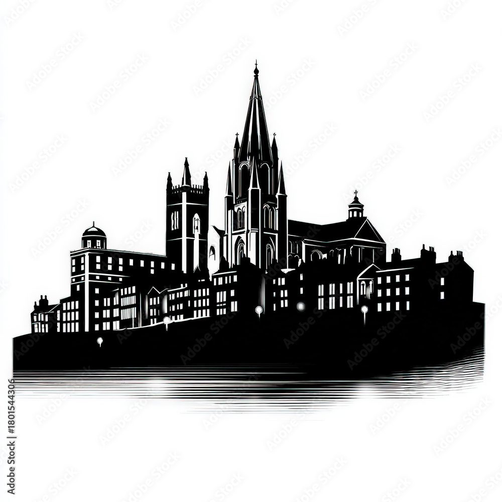 Naklejka premium Illustration of Cathedral silhouette grand