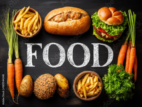 chalk drawing of food on a ...